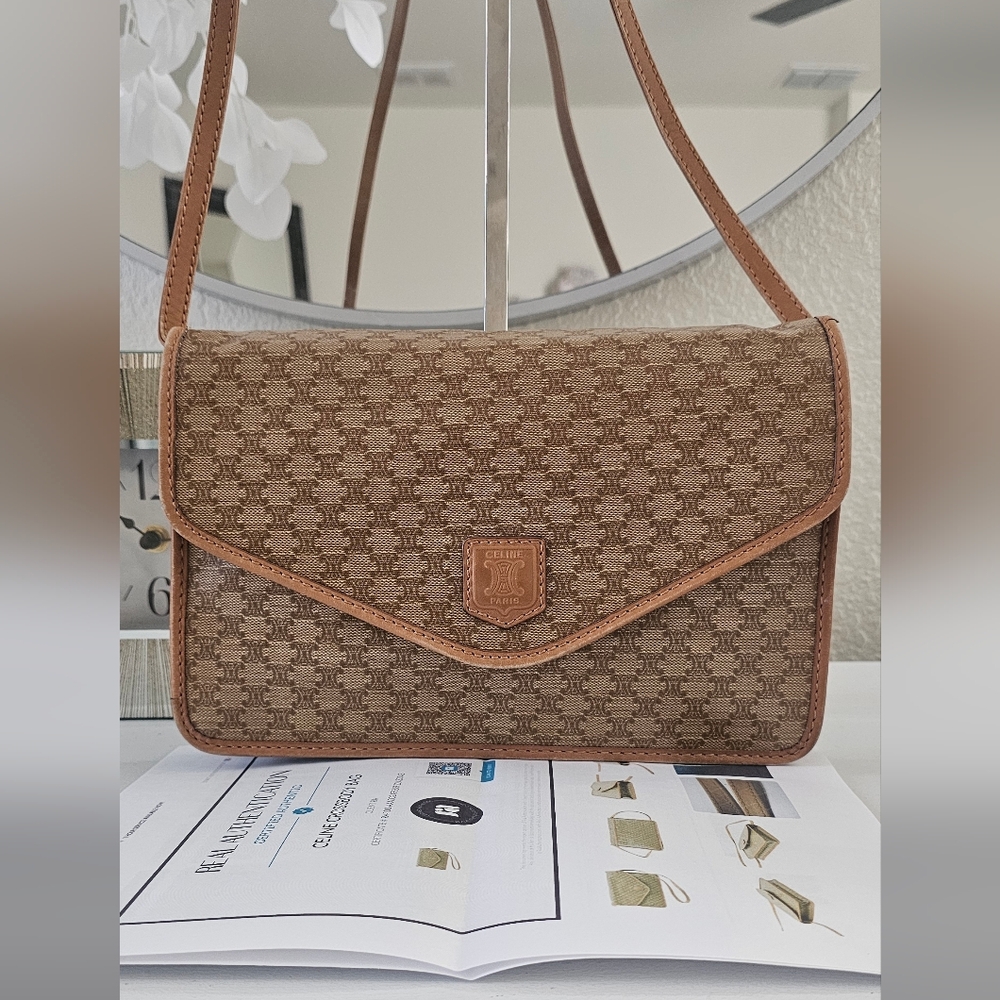 GUC Celine Brown Triomphe  Macadam Crossbody w/ COA